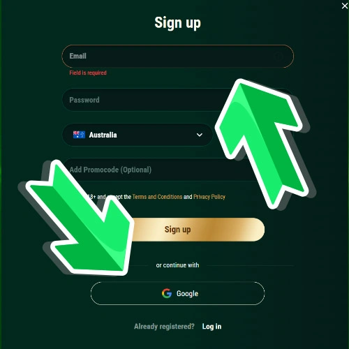 Email sign-up or Continue with Google