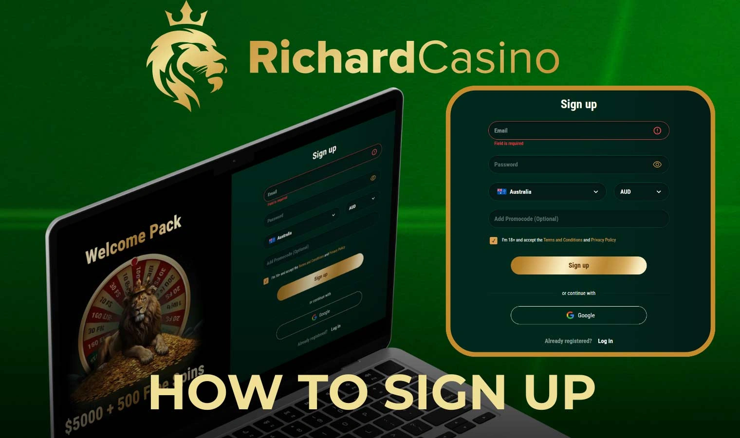 Creating a new account Richard Casino