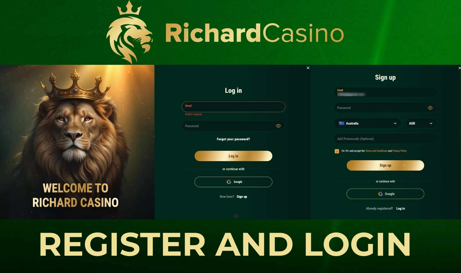Register and Login at Richard Casino